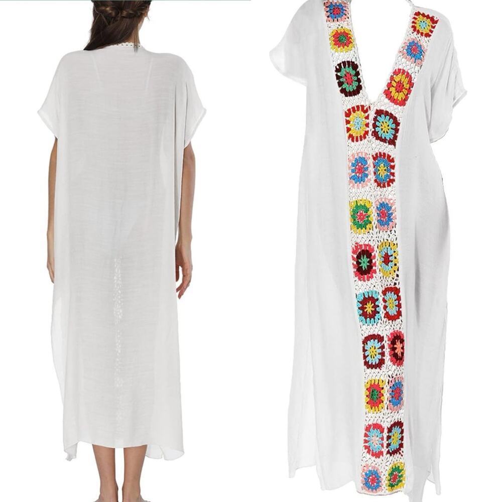 Embroidered Chiffon Kimono Swim Beach Pool Cover Up - Picture 2 of 13
